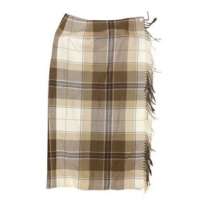 Talbots Womens 100% Lambswool Plaid Wrap Skirt